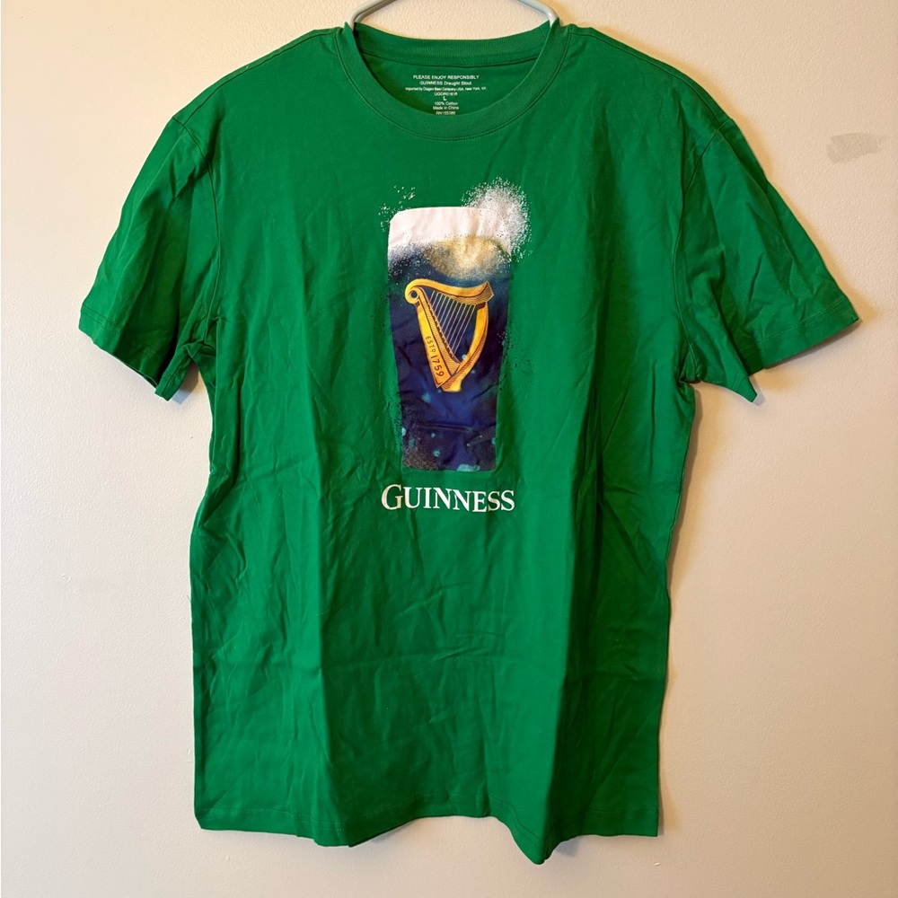 Guinness Emerald Green Short Sleeve Graphic T-Shirt, Size Large Men’s
